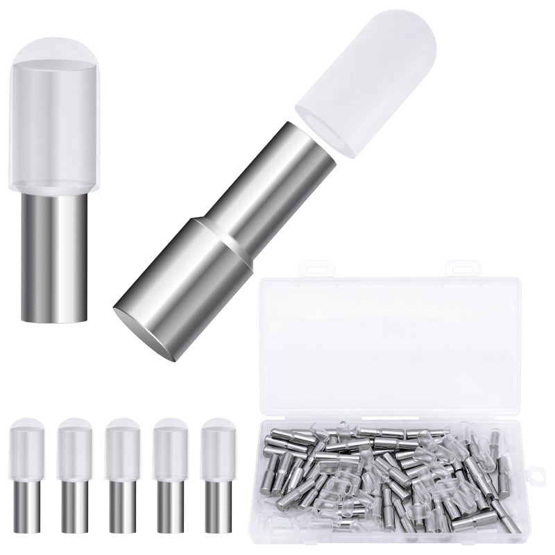 Cerpourt 58 Pcs Shelf Pegs Pins,5mm 1/4 Inch Dual Diameter Metal Shelf Support Pegs with Silicone Covers,Kitchen Cabinet Pegs for Shelves,Shelf Bracket Holders for Furniture Glass Corner & Closet Wood Shelves - Image 1